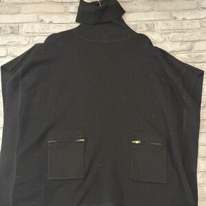 Andrea Jovine Black Turtleneck Sweater with Pockets